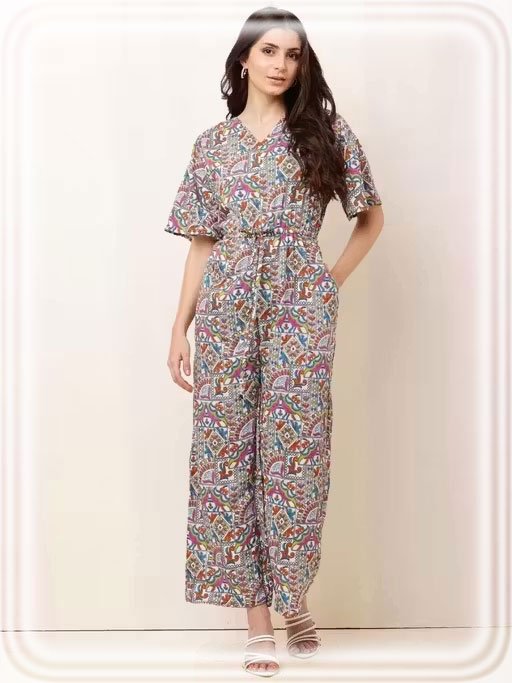 CNQFS FASHION'S STYLISH RAJASTHANI PRINTED CREPE FABRIC JUMPSUIT FOR WOMEN | JM0015