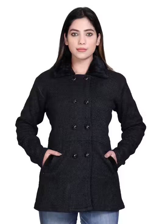 WOMEN'S WOOLEN WINTER SWEATER WITH FUR COLLAR FULL SLEEVE WINTER COAT FOR WOMEN - Image 5