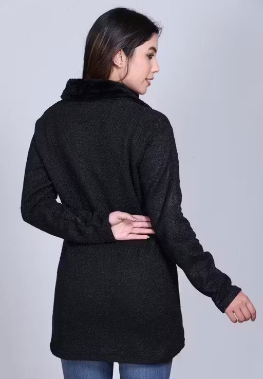 WOMEN'S WOOLEN WINTER SWEATER WITH FUR COLLAR FULL SLEEVE WINTER COAT FOR WOMEN - Image 4