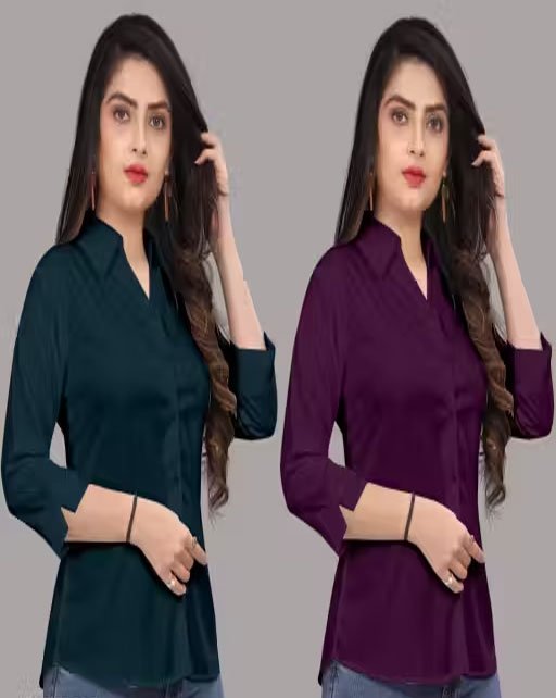 Combo Formal Woman For Shirt Teal and Purple (pack of 2)