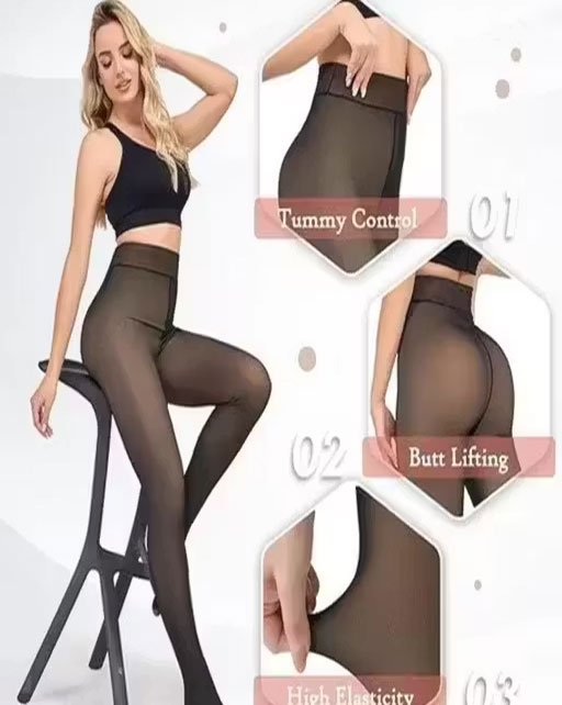 Womens Fleece Warm Thermal Hot Winter Leggings Stocking For Winters Warmers High Elastic- Seamless leggings have a wide waistband for a flattering fit; Soft stretchy fabric and a versatile design make these fleece lined leggings for women a perfect choice for daily wear - Image 3