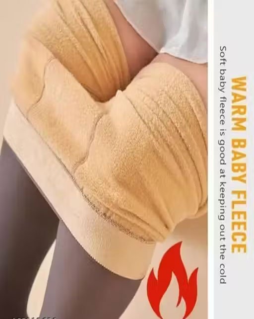 Womens Fleece Warm Thermal Hot Winter Leggings Stocking For Winters Warmers High Elastic- Seamless leggings have a wide waistband for a flattering fit; Soft stretchy fabric and a versatile design make these fleece lined leggings for women a perfect choice for daily wear - Image 4