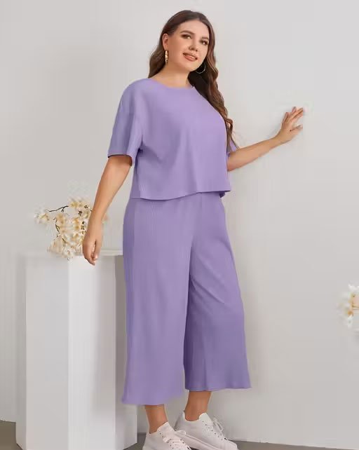 Women Cotton Lycra Blend Ribbed Co-ord set (Copy) - Image 2