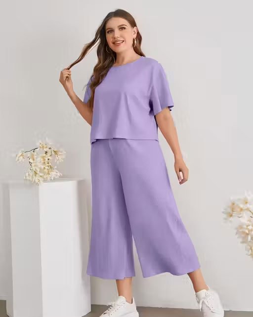 Women Cotton Lycra Blend Ribbed Co-ord set (Copy) - Image 4