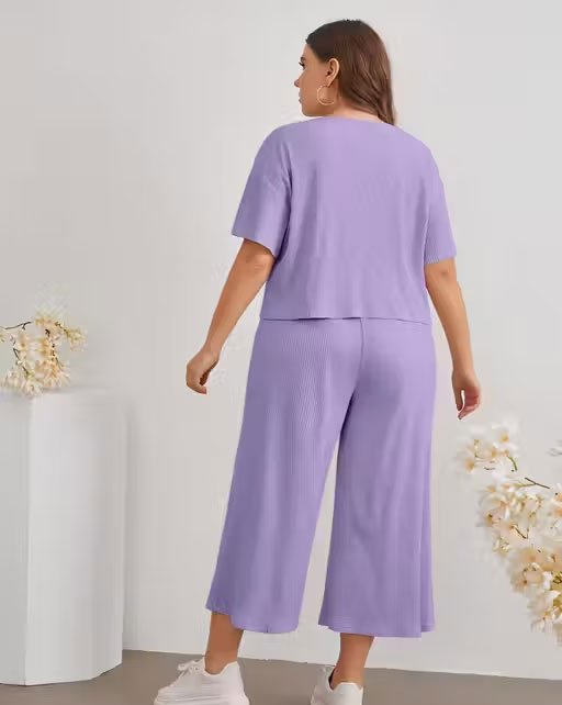 Women Cotton Lycra Blend Ribbed Co-ord set (Copy) - Image 3