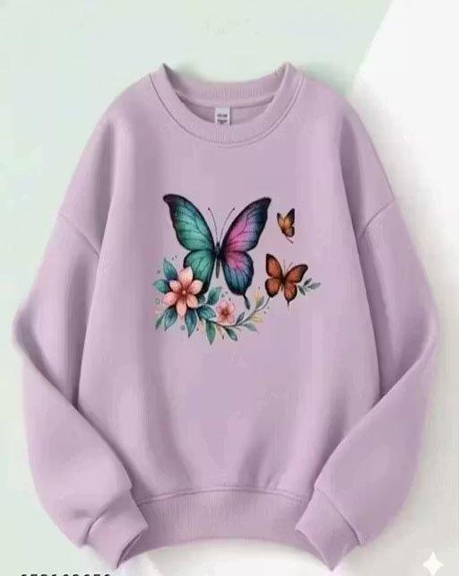 Women’s Stylish Butterfly Printed Sweatshirt | Soft & Comfortable Casual Wear | Winter Wear for Girls & Women