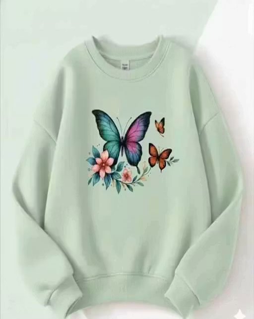 Women’s Stylish Butterfly Printed Sweatshirt | Soft & Comfortable Casual Wear | Winter Wear for Girls & Women