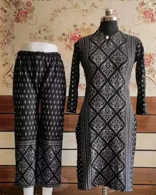 Woollen Kurti , Black pilazo - Image 2