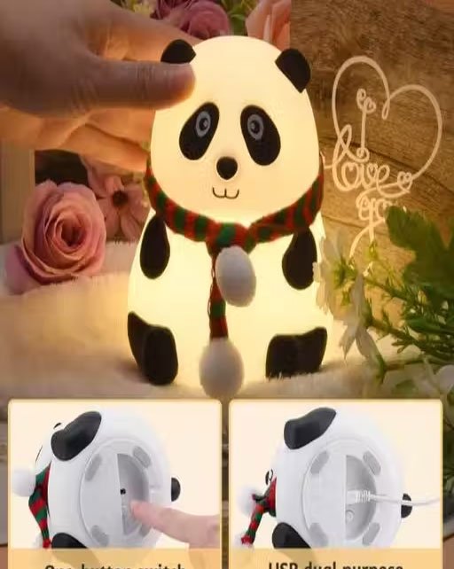 Panda Night Lamp – Close Eyes | Soft Silicone Touch Lamp, Rechargeable Night Light for Kids, Cute Panda Gift for Boys & Girls - Image 2