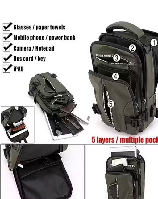 Slim Sling Bag for Men Small Cross Body Bag, Multifunctional Trekking Bag Waterproof Lightweight Sport Shoulder Bag for Hiking, Cycling, Work Multicolor - Image 3