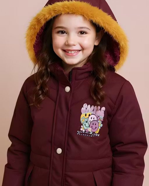 Girls Winterwear Nylon Trendy Hooded Neck Long Sleeve Bomber Jackets