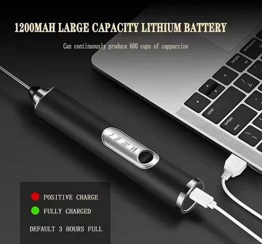 Mini Mixer Portable Electric Whisker Whisk Egg Beverage and Coffee Rechargeable USB Black Stainless Steel Bivolt Food Processor Supplements Fuet Clear Whey Crusher - Image 4