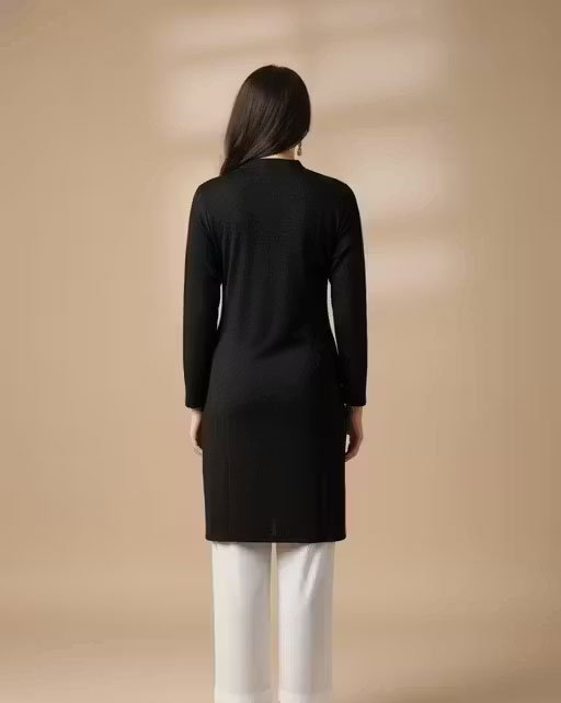 new woolen printed kurta for woman fashion winter season with brown colour - Image 3