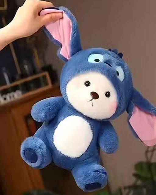 stuff tree Hoodie Teddy Bear Soft Toy Cute Navy Blue Plush Stuffed Convertible Gift - 28 cm (Blue) - Image 3