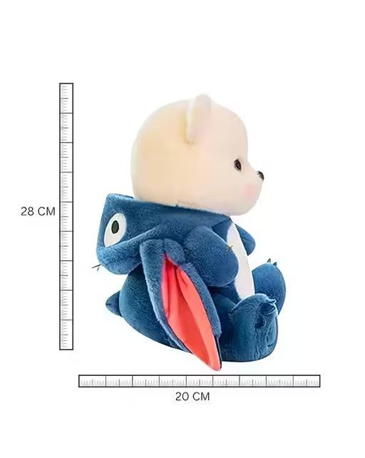 stuff tree Hoodie Teddy Bear Soft Toy Cute Navy Blue Plush Stuffed Convertible Gift - 28 cm (Blue) - Image 2