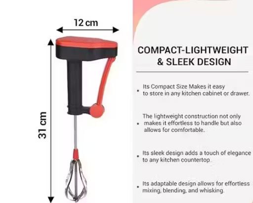 Power Free Manual Hand Blender and Beater for Kitchen (None Electric Blender) - Image 2