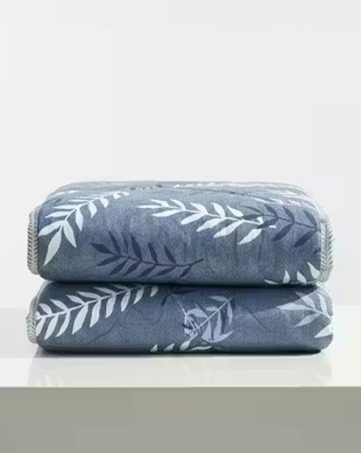 Premium Reversible Double Bed Comforter/AC Blanket/Dohar/Quilt – Blue with White Leaf Print | Soft & Lightweight Quilt - Image 3