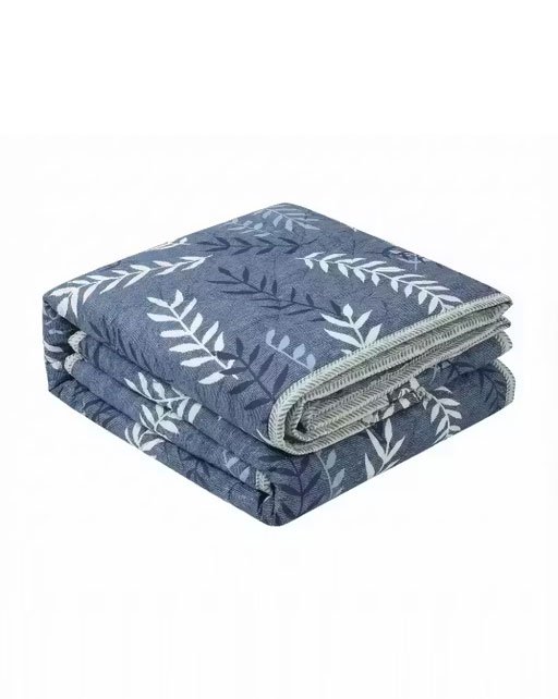 Premium Reversible Double Bed Comforter/AC Blanket/Dohar/Quilt – Blue with White Leaf Print | Soft & Lightweight Quilt - Image 2