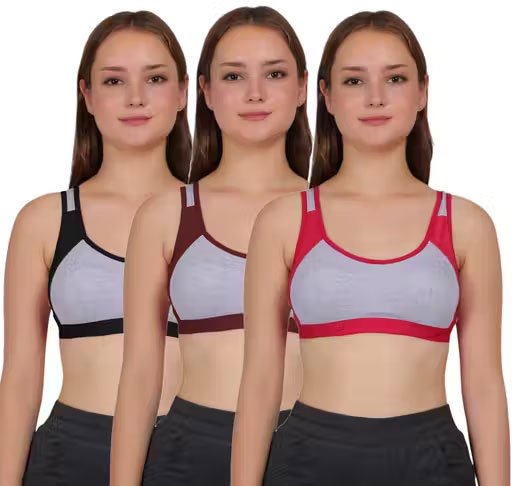 WOMEN STYLISH SPORTS BRA PACK OF 3 - Image 3