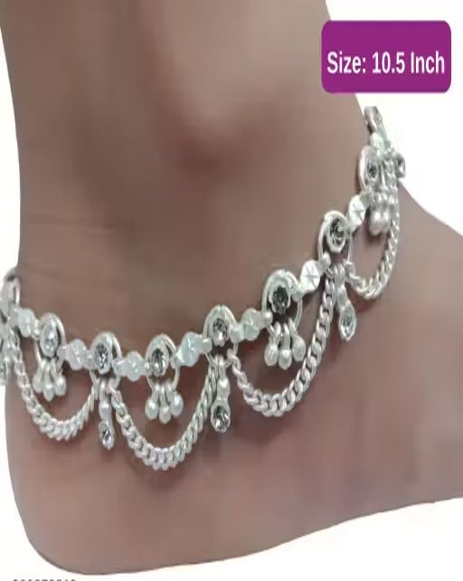 silver shine anklet pajeb in 10.5 inches size. - Image 2