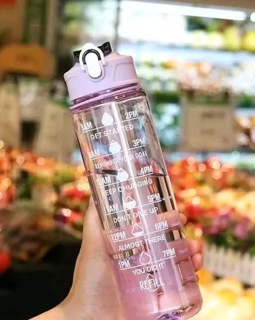 Water Bottle - 1000 ml Motivational Time Marker, Leakproof Durable BPA-Free Non-Toxic Sipper Water Bottle for Office, Gym & School, TIME MAKER WATER BOTTLE