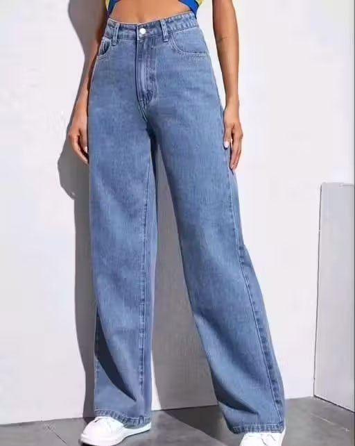 ICE BLUE DENIM WIDE LEG DENIM JEANS - Image 3