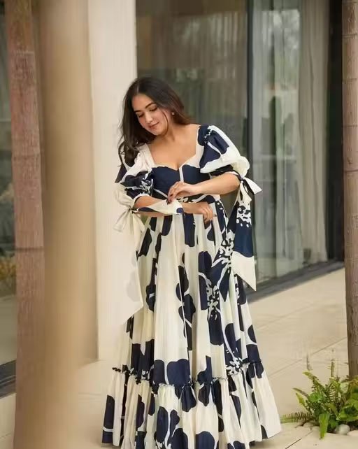 DESIGNER FANCY GOWN WITH PRINT