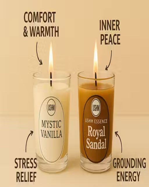 Set of 2 Premium Scented Candles | Mystic Vanilla & Royal Sandal | Long Lasting Soy Wax Jar Candles for Home Decor, Room Freshener, Aromatherapy & Festive Gifting - Image 2