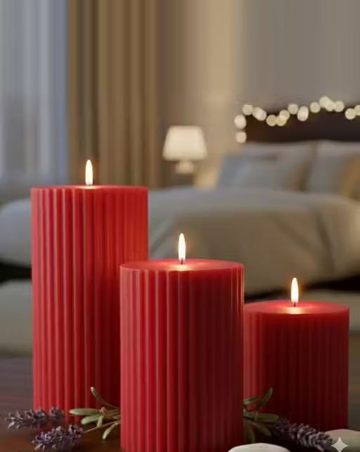 Soy wax candles | Scented Candles | Textured Pillar Candles | Pack of 3 | - Image 2