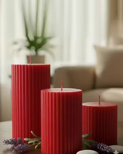 Soy wax candles | Scented Candles | Textured Pillar Candles | Pack of 3 |