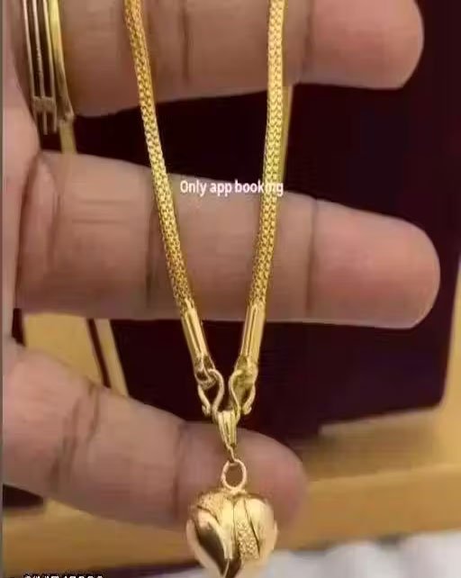 ONE GRAM GOLD PLATED FORMING HEART PENDANT CHAIN - Image 2