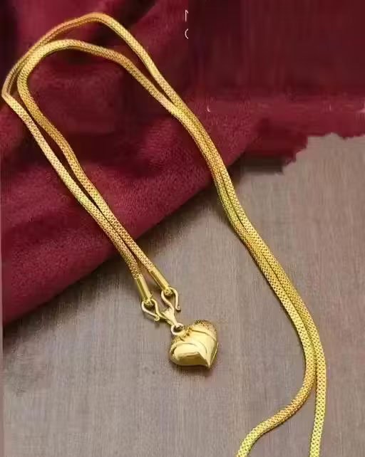 ONE GRAM GOLD PLATED FORMING HEART PENDANT CHAIN